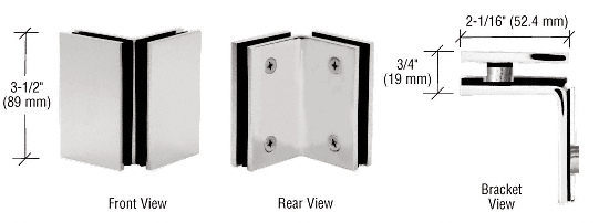 CRL Polished Nickel Geneva Series Glass-to-Glass Bracket | GE090PN