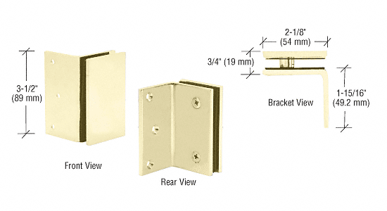 CRL Polished Brass Geneva Series Wall Mount Bracket | GE90SBR