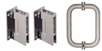 C.R. Laurence CRL Brushed Nickel Geneva Shower Pull and Hinge Set | GENS3BN