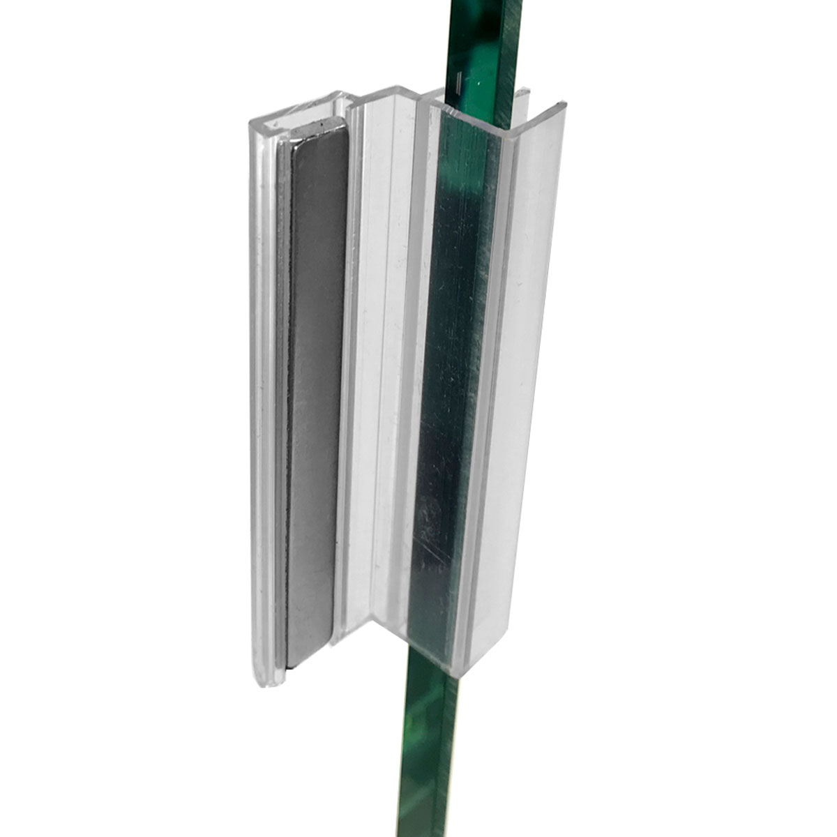 Universal Clear Polycarbonate U-Channel with Stainlless Steel Strike Plate for 3/16&quot; and 1/4&quot; Glass Shower Doors | GG1920