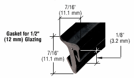 C.R. Laurence CRL 1/2&quot; Roll-In EPDM Gasket for Tapered Sidelite Rails - 500 ft Roll | GGT12500