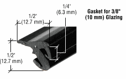 C.R. Laurence CRL 3/8&quot; Roll-In EPDM Gasket for Tapered Sidelite Rails - 100 ft Roll | GGT38100