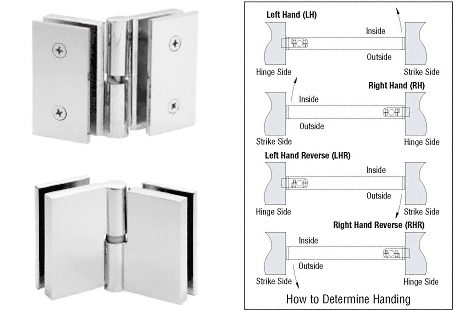 C.R. Laurence CRL Polished Stainless Acting Left Hand Glass-to-Glass Gate Hinge | GH180LPS
