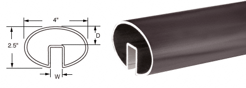 C.R. Laurence CRL 4&quot; 2-1/2&quot; Duranodic Bronze Extruded Aluminum Cap Rail for 1/2&quot; (12 mm) or 5/8” (16 mm) Glass - 240 in Long | GR0V4DU