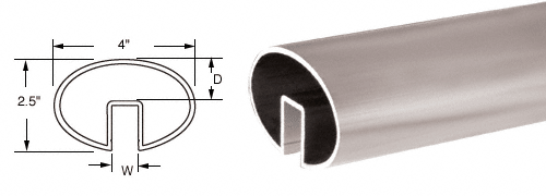 C.R. Laurence CRL 4&quot; 2-1/2&quot; Mill Extruded Aluminum Cap Rail for 1/2&quot; (12 mm) or 5/8” (16 mm) Glass - 240 in Long | GR0V4M