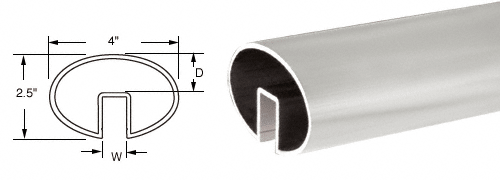 C.R. Laurence CRL 4&quot; 2-1/2&quot; Satin Anodized Extruded Aluminum Cap Rail for 1/2&quot; (12 mm) or 5/8&quot; (16 mm) Glass - 240 in Long | GR0V4SA