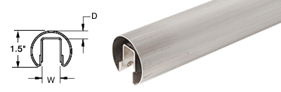 C.R. Laurence CRL 1-1/2&quot; Brushed Stainless Premium Cap Rail for 1/2&quot; Glass - 120 in Long | GR15BS