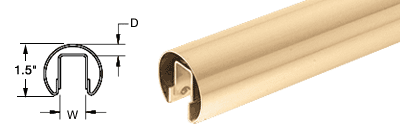 C.R. Laurence CRL 1-1/2&quot; Polished Brass Premium Cap Rail 1/2&quot; Glass - 168 in Long | GR15PB14