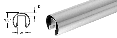 C.R. Laurence CRL 1-1/2&quot; Polished Stainless Premium Cap Rail for 1/2&quot; Glass - 168 in Long | GR15PS14