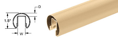 C.R. Laurence CRL Satin Brass 1-1/2&quot; Premium Cap Rail for 1/2&quot; Glass - 120&quot; | GR15SB