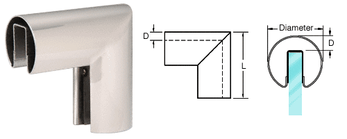 C.R. Laurence CRL 1-1/2&quot; Polished Stainless 90&amp;#186; Vertical Corner for 1/2&quot; (12 mm) or 5/8&quot; (16 mm) Glass Cap Railings | GR15VPS