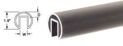 C.R. Laurence CRL 1.9&quot; Duranodic Bronze Extruded Aluminum Cap Rail for 1/2&quot; (12 mm) or 5/8&quot; (16 mm) Glass - 240 in Long | GR19DU
