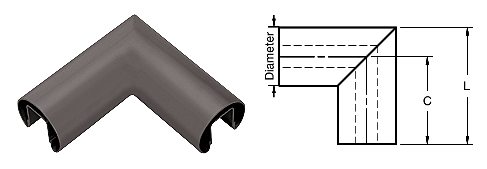 C.R. Laurence CRL 1.9&quot; Duranodic Bronze 90&amp;#186; Horizontal Corner for 1/2&quot; (12 mm) or 5/8&quot; (16 mm) Glass Cap Railings | GR19HDU