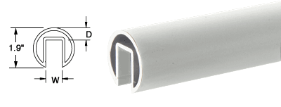 C.R. Laurence CRL 1.9&quot; Satin Anodized Extruded Aluminum Cap Rail for 1/2&quot; (12 mm) or 5/8&quot; (16 mm) Glass - 240 in Long | GR19SA