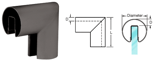 C.R. Laurence CRL 1.9&quot; Duranodic Bronze 90&amp;#186; Vertical Corner for 1/2&quot; (12 mm) or 5/8&quot; (16 mm) Glass Cap Railings | GR19VDU