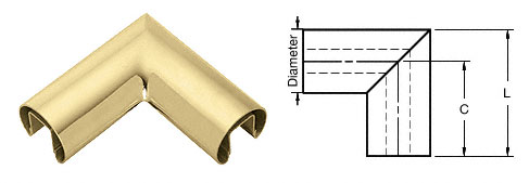 C.R. Laurence CRL Polished Brass 2&quot; Diameter 90 Degree Horizontal Corner for 3/4&quot; Glass Cap Railing | GR207HPB