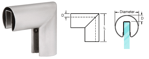 C.R. Laurence CRL 2&quot; Brushed Stainless 90&amp;#186; Vertical Corner for 3/4&quot; (19 mm) Glass Cap Railings | GR207VBS