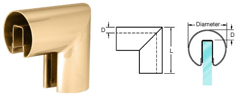 C.R. Laurence CRL Polished Brass 2&quot; 90 Degree Vertical Corner for 3/4&quot; Glass Cap Railing | GR207VPB