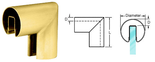 C.R. Laurence CRL Satin Brass 2&quot; 90 Degree Vertical Corner for 3/4&quot; Glass Cap Railing | GR207VSB