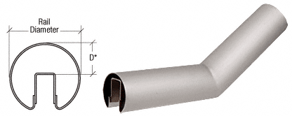 C.R. Laurence CRL Brushed Stainless 35 Degree Lower Incline Corners for 2&quot; Diameter | GR20L35BS