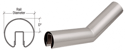 C.R. Laurence CRL Polished Stainless 35 Degree Lower Incline Corners for 2&quot; Diameter | GR20L35PS