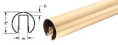 C.R. Laurence CRL 2&quot; Polished Brass Premium Cap Rail for 1/2&quot; Glass - 120 in Long | GR20PB