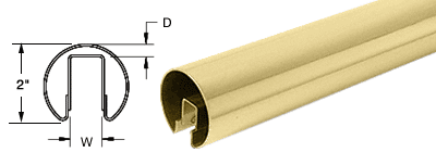 C.R. Laurence CRL 2&quot; Polished Brass Premium Cap Rail for 1/2&quot; Glass - 168 in Long | GR20PB14