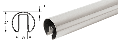 C.R. Laurence CRL 2&quot; Polished Stainless Premium Cap Rail for 1/2&quot; Glass - 168 in Long | GR20PS14
