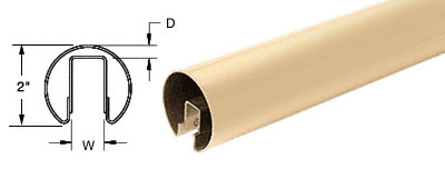 C.R. Laurence CRL Satin Brass 2&quot; Premium Cap Rail for 1/2&quot; Glass - 168&quot; | GR20SB14