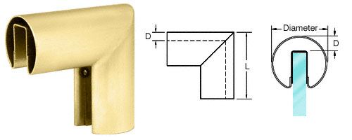 C.R. Laurence CRL Satin Brass 2&quot; 90 Degree Vertical Corner for 1/2&quot; or 5/8&quot; Glass Cap Railing | GR20VSB