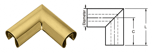 C.R. Laurence CRL Polished Brass 90&amp;#186; Horizontal Corner for 3/4&quot; (19 mm) Glass Cap Railings | GR257HPB