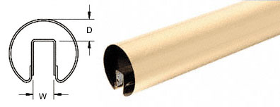 C.R. Laurence CRL Satin Brass 2-1/2&quot; Premium Cap Rail for 3/4&quot; Glass - 120&quot; | GR257SB