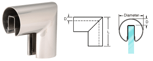 C.R. Laurence CRL 2-1/2&quot; Polished Stainless 90&amp;#186; Vertical Corner for 3/4&quot; (19 mm) Glass Cap Railings | GR257VPS