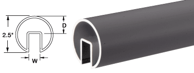 C.R. Laurence CRL 2-1/2&quot; Duranodic Bronze Extruded Aluminum Cap Rail for 1/2&quot; (12 mm) or 5/8&quot; (16 mm) Glass 240 in long | GR25DU