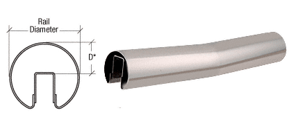 C.R. Laurence CRL Polished Stainless 4 Degree Lower Incline Corners for 2-1/2&quot; Diameter | GR25L4PS