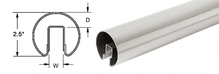 C.R. Laurence CRL 2-1/2&quot; Polished Stainless Premium Cap Rail for 1/2&quot; Glass - 168 in Long | GR25PS14