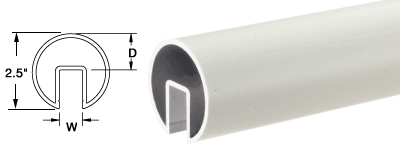C.R. Laurence CRL 2-1/2&quot; Satin Anodized Extruded Aluminum Cap Rail for 1/2&quot; (12 mm) or 5/8&quot; (16 mm) Glass - 240 in Long | GR25SA