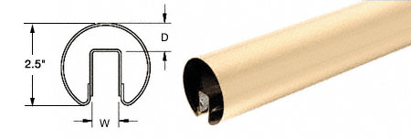 C.R. Laurence CRL Satin Brass 2-1/2&quot; Premium Cap Rail for 1/2&quot; Glass - 168&quot; | GR25SB14