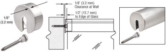 C.R. Laurence CRL Brushed Stainless Stabilizing End Cap for 2-1/2&quot; Cap Railing | GR25SECBS