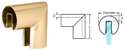 C.R. Laurence CRL 2-1/2&quot; Polished Brass 90&amp;#186; Vertical Corner for 1/2&quot; (12 mm) or 5/8&quot; (16 mm) Glass Cap Railings | GR25VPB