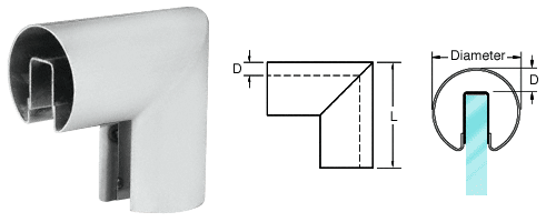 C.R. Laurence CRL 2-1/2&quot; Satin Anodized 90&amp;#186; Vertical Corner for 1/2&quot; (12 mm) or 5/8&quot; (16 mm) Glass Cap Railings | GR25VSA