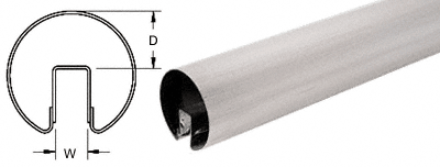 C.R. Laurence CRL 3&quot; Brushed Stainless Premium Cap Rail for 3/4&quot; Glass - 168 in Long | GR307BS14