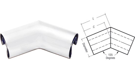 C.R. Laurence CRL Mill Aluminum 135 Degree 3&quot; Diameter Horizontal Corner for 3/4&quot; Glass Cap Railings | GR307H3M