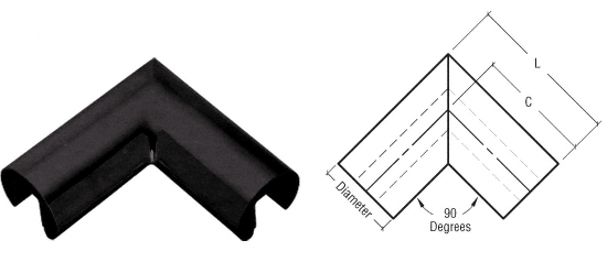 C.R. Laurence CRL Dark Bronze Anodized 90 Degree 3&quot; Diameter Horizontal Corner for 3/4&quot; (19 mm) Glass Cap Railings | GR307HDU