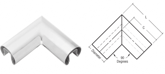 C.R. Laurence CRL Mill Aluminum 90 Degree 3&quot; Diameter Horizontal Corner for 3/4&quot; (19 mm) Glass Cap Railings | GR307HM