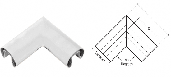 C.R. Laurence CRL Satin Anodized 90 Degree 3&quot; Diameter Horizontal Corner for 3/4&quot; (19 mm) Glass Cap Railings | GR307HSA
