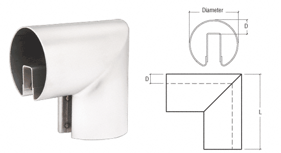 C.R. Laurence CRL 3&quot; Mill Aluminum 90 Degree Vertical Corner for 3/4&quot; Glass Cap Railings | GR307VM