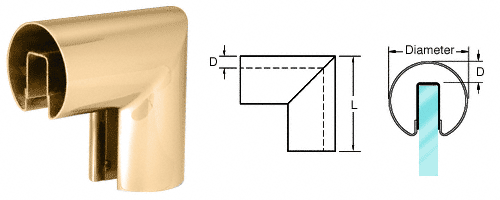 C.R. Laurence CRL 3&quot; Polished Brass 90 Degree Vertical Corner for 3/4&quot; Glass Cap Railings | GR307VPB