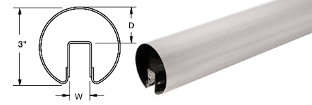 C.R. Laurence CRL 3&quot; Brushed Stainless Premium Cap Rail for 1/2&quot; Glass - 168 in Long | GR30BS14