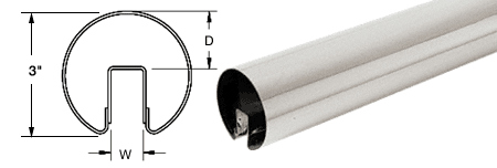 C.R. Laurence CRL 3&quot; Polished Stainless Premium Cap Rail for 1/2&quot; Glass - 168 in Long | GR30PS14
